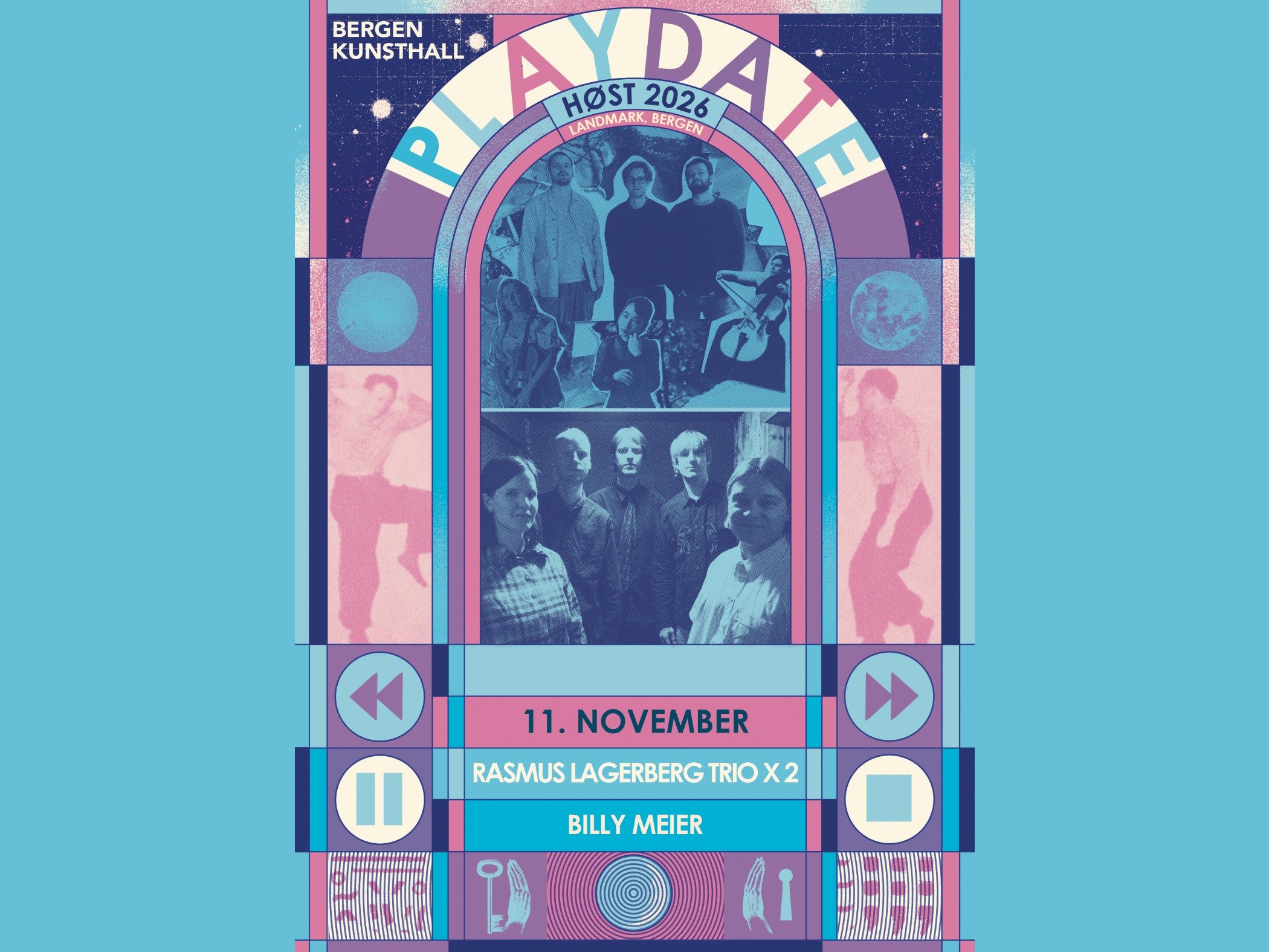 Playdate poster for Rasmus Lagerberg Trio X 2 and Billy Meier at Landmark, 11 November 2026