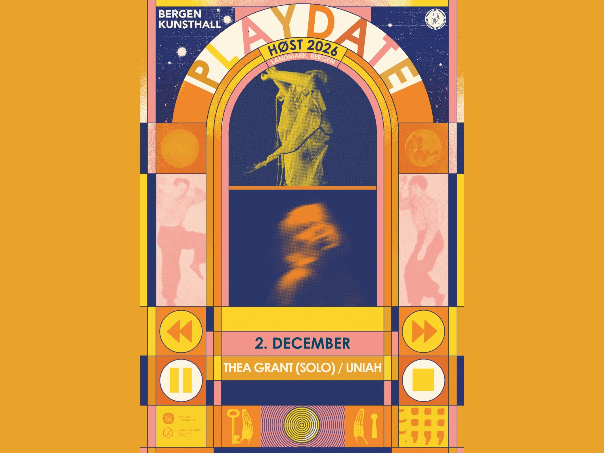 Playdate-plakat for Thea Grant Solo og Uniah på Landmark, 2. desember 2026